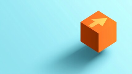 Obraz premium Orange cube with upward arrow, growth concept.