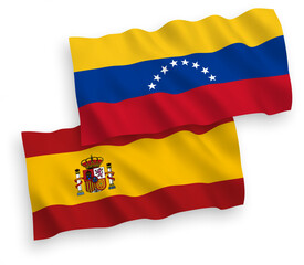 Flags of Venezuela and Spain on a white background