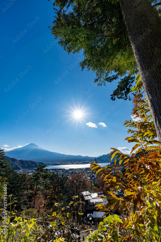 Poster 富士山と紅葉の河口湖