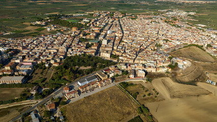 Aerial view of Torremaggiore located in Puglia, Italy. It is a small town in the province of Foggia.