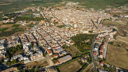 Aerial view of Torremaggiore located in Puglia, Italy. It is a small town in the province of Foggia.