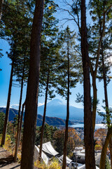 富士山と紅葉の河口湖