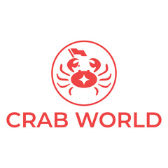 crab world flat minimalist logo design