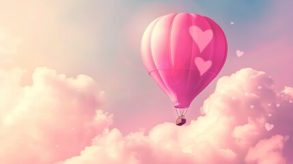 Pink Hot Air Balloon in a Dreamy Sky