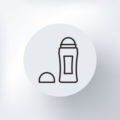 A linear icon of a deodorant bottle with a rounded top, symbolizing a roll-on deodorant.