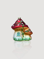 glass Christmas tree toy mushrooms-house for the Christmas tree