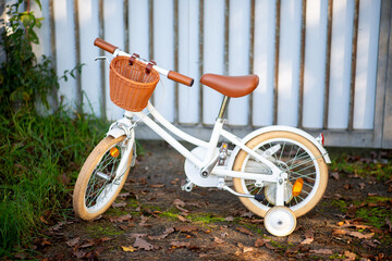 children's modern white bicycle with leather seat