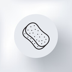 Linear icon of a bath sponge in a circle on a light gray background.