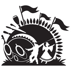 Night Festival Scene with Fireworks and Lanterns