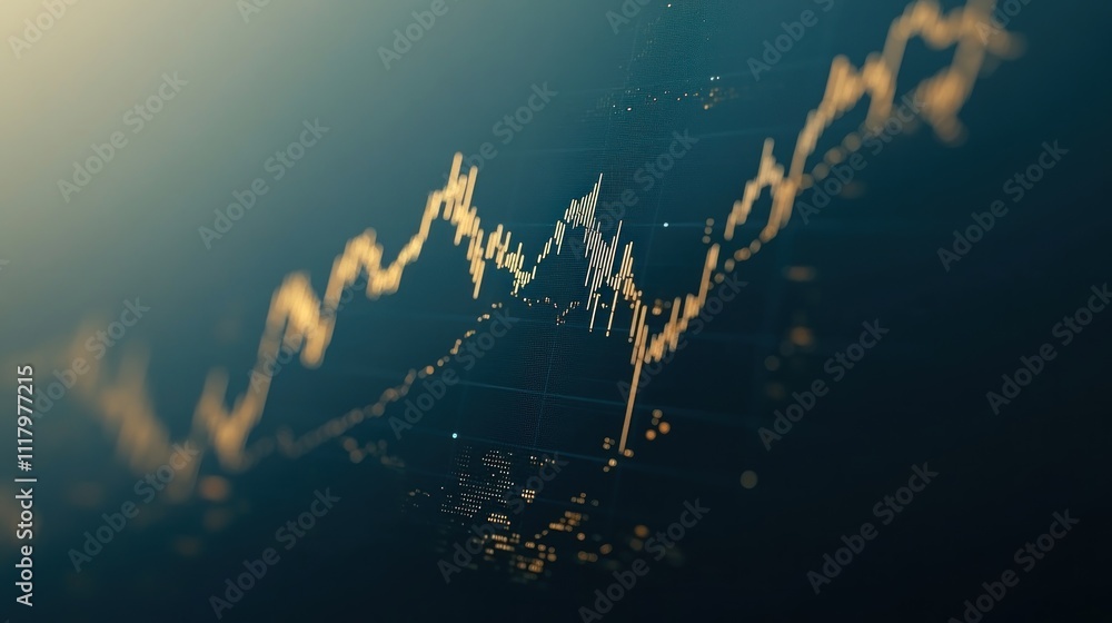 Poster here's a caption and keywords for your stock image.. abstract golden stock market graph showing upwa
