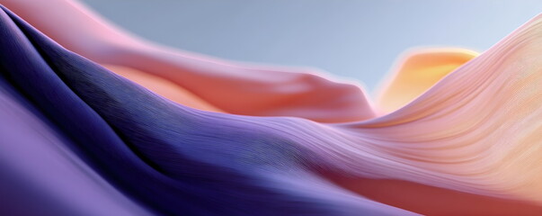 Obraz premium Abstract background, futuristic landscape of pink and purple sand dunes, wavy surface of bizarre curved natural soft shapes.
