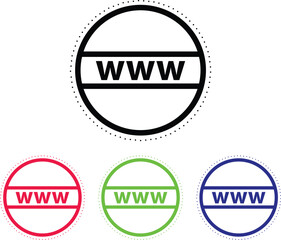  A modern set of www icon in various colors, including black, red, green, and blue for websites, apps, and other digital projects. The vector icons are fully customizable. 