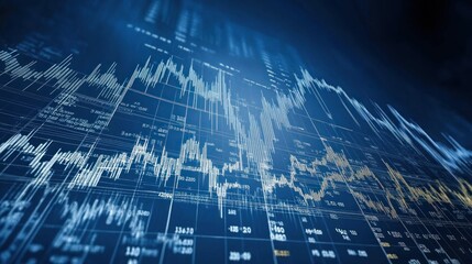 Here's a description and keywords for your stock photo.. Abstract financial data visualization with dynamic graphs and numbers, depicting market trends and stock performance.