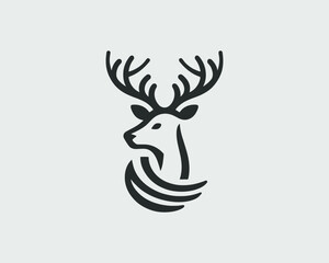 Deer logo vector template. Deer head icon illustration. Deer logo design for t-shirts