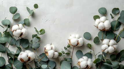 A bunch of white cotton flowers are arranged in a row