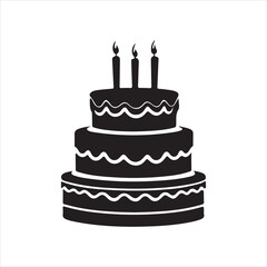 Birthday cake silhouette vector icon design whit a white background.