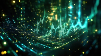Obraz premium Abstract glowing financial data visualization.