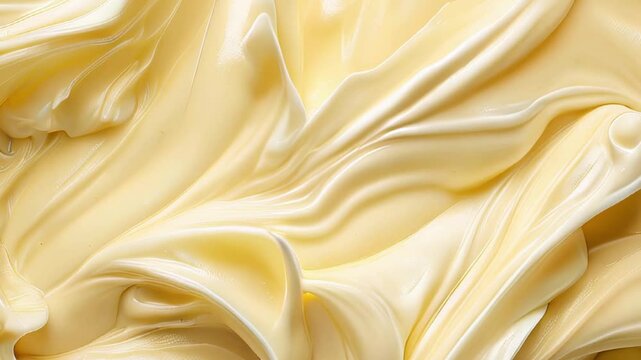 Smooth creamy texture of soft butter spread with swirling patterns.