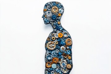 Human body silhouette filled with interlocking gears symbolizing functionality