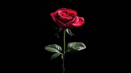 Fototapeta premium Rose Day Vibrant red rose with dark background