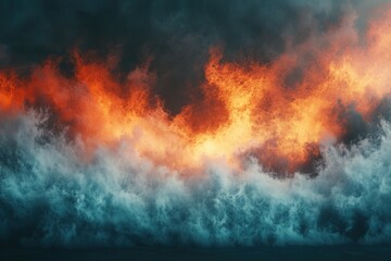 Dramatic Fiery and Smoky Abstract Background with Intense Flames and Thick Smoke in a Dynamic and Captivating Scene