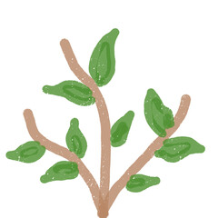 Hand drawn set of green leaves