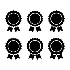 A black-and-white collection of 5 award ribbon icons. 