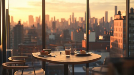 Solo Diners Eat Out Week Cozy sunset cityscape dining experience with urban skyline view