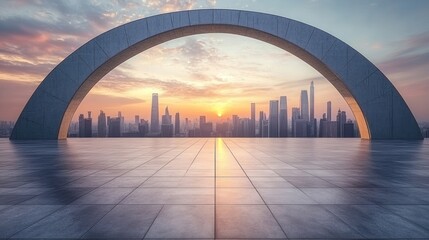 Obraz premium Modern Cityscape Through an Archway