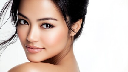 Fototapeta premium Portrait of a woman with natural beauty and soft lighting 