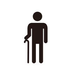 杖を持つ人のピクトグラムアイコン
