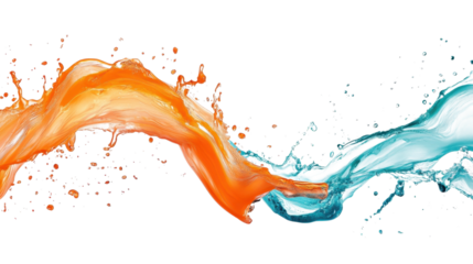 Orange and Blue Liquid Splash: Abstract Background Texture