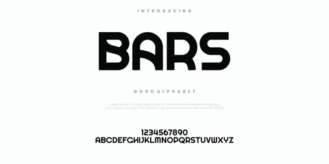 Bars Abstract minimal modern alphabet fonts. Typography technology vector illustration
