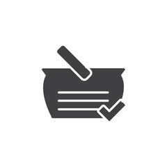 Basket check icon flat and simple set design