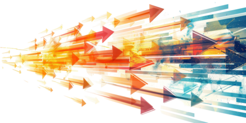 Abstract Art: Dynamic Arrows, Vibrant Colors, and Geometric Shapes