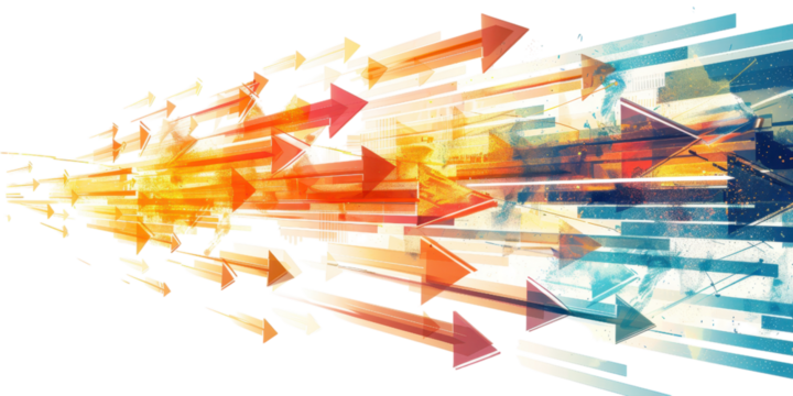 Abstract Art: Dynamic Arrows, Vibrant Colors, and Geometric Shapes