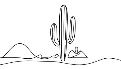 Cactus one line drawing vector illustration minimalist design. © dariachekman