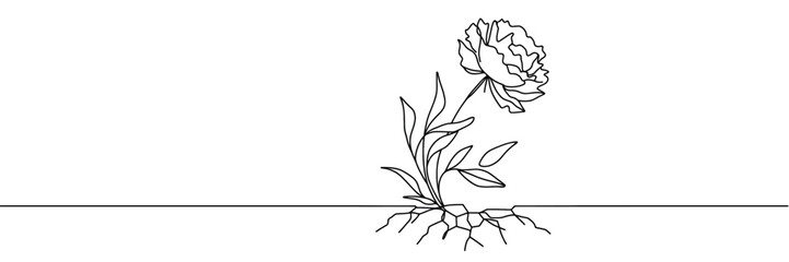 The flower is drawn as a continuous line. Vector illustration