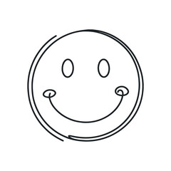 PrintSimple line art illustration of a laughing face emoji on a white background. Vector illustration.