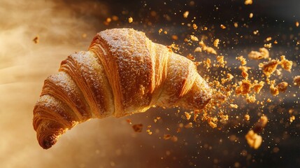 Freshly Baked Croissant in Motion