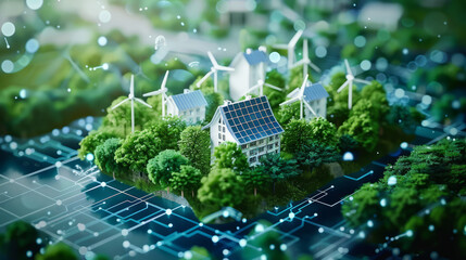Sustainable energy concept.renewable electricity and fuel. Clean energy management for future environment