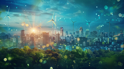 Sustainable energy concept.renewable electricity and fuel. Clean energy management for future environment