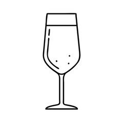 champagne glass icon, new year illustration, new year icon - simple black line art of champagne glass, symbolizing new year celebrations. new year vector.