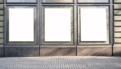 Fototapeta premium White mockup posters on urban wall