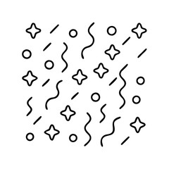 confetti background icon, new year illustration, new year icon - simple black line art of confetti background, symbolizing new year celebrations. new year vector.