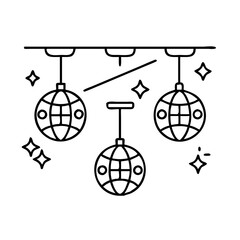 disco lights icon, new year illustration, new year icon - simple black line art of disco lights, symbolizing new year celebrations. new year vector.