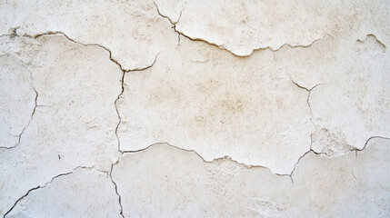 Obraz premium Cracked Texture of Weathered White Wall with Fissures and Imperfections Suitable for Backgrounds and Personalization in Various Design Projects