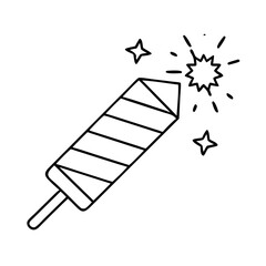 firecracker icon, new year illustration, new year icon - simple black line art of firecracker, symbolizing new year celebrations. new year vector.