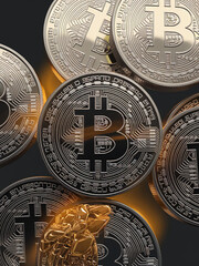 Crypto trading concept, BTC reaches 100k, vertical banner