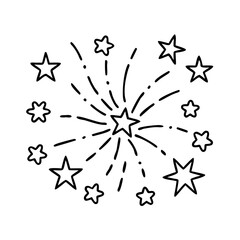 fireworks icon, new year illustration, new year icon - simple black line art of fireworks, symbolizing new year celebrations. new year vector.